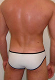 Low Rise White & 60s Print Swimming Trunks : C2F82